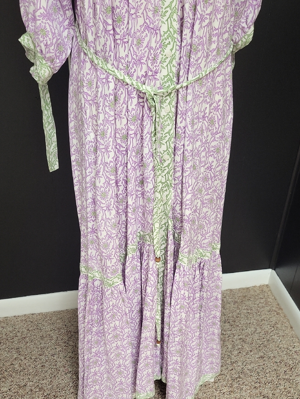 Wild Lavender Fields Floral Maxi Dress, By Cactus and PEARL, SIZE L - Picture 3 of 9